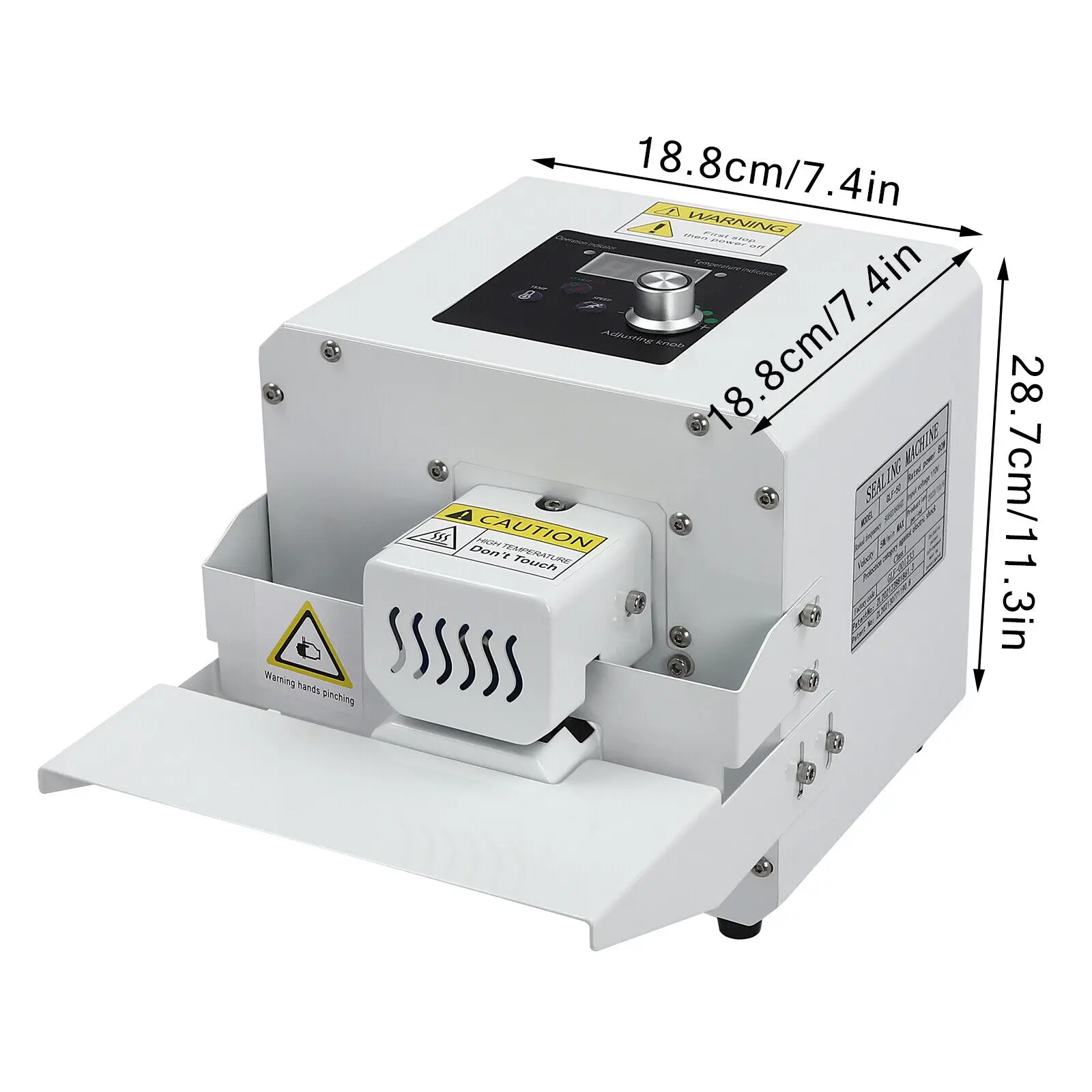 80W Commercial Plastic Bag Sealer Automatic Food Plastic Bag Heat Sealing Machine 0-200°C/32-392°F