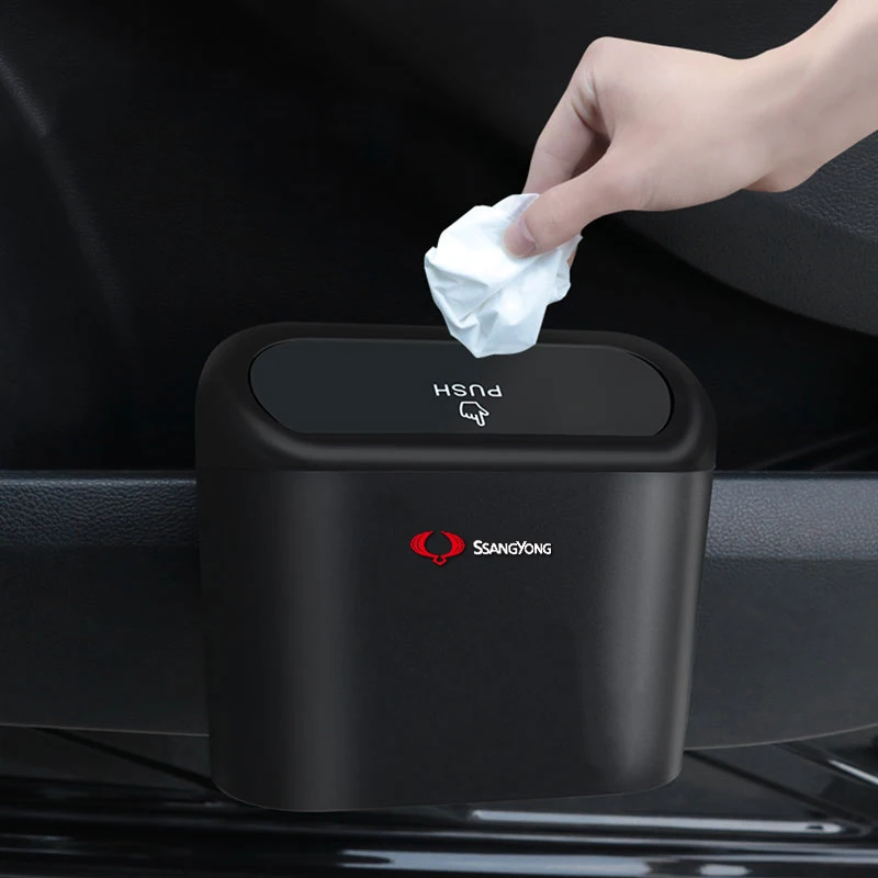 Portable Hanging Car Trash Bin Interior Storage Case Car Gadgets For SsangYong Kyron Rexton G4 2 Tivolan Actyon Korando Musso