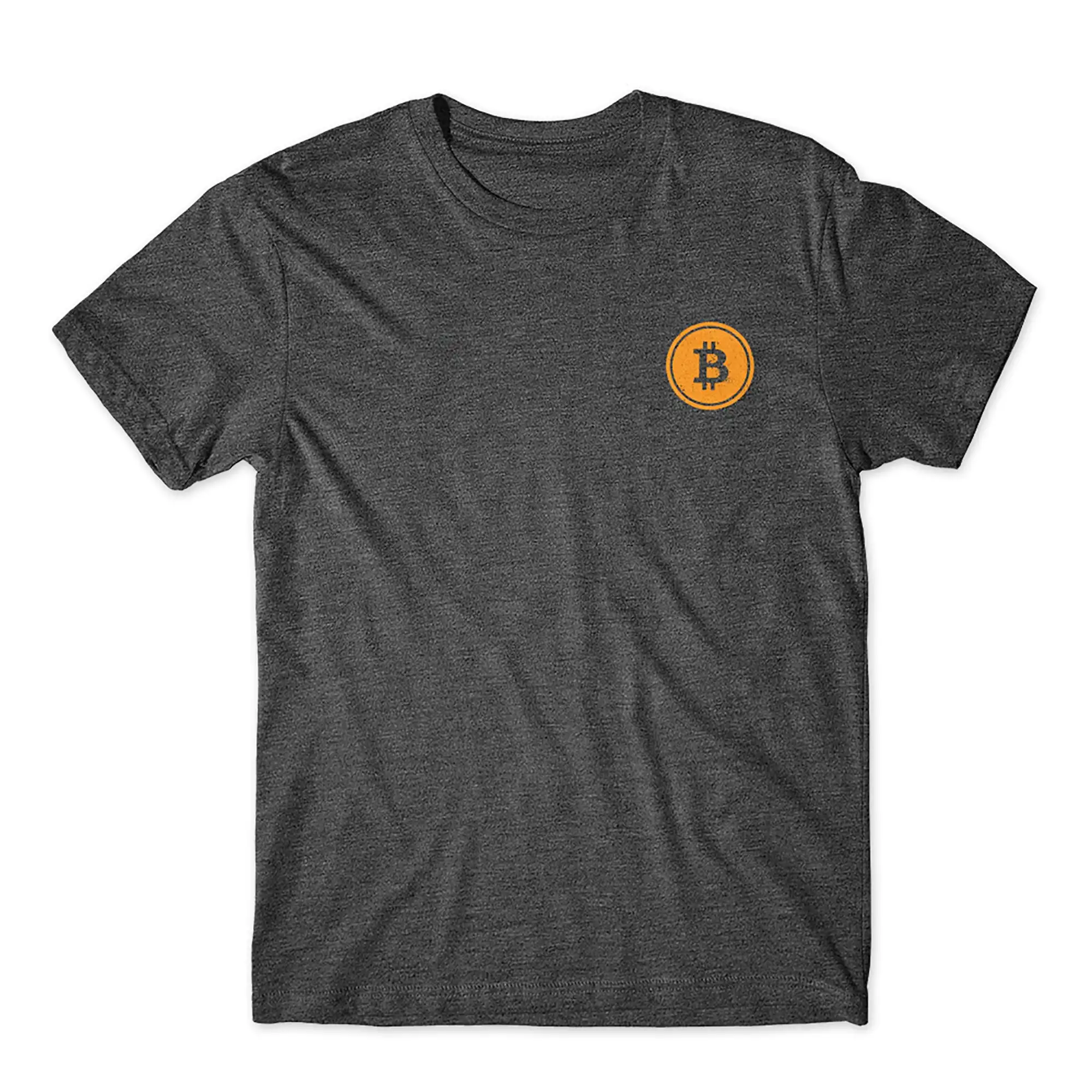 Bitcoin 2 T Shirt on Dark Gray Light White and Red small logo Soft Premium Cotton Comfy