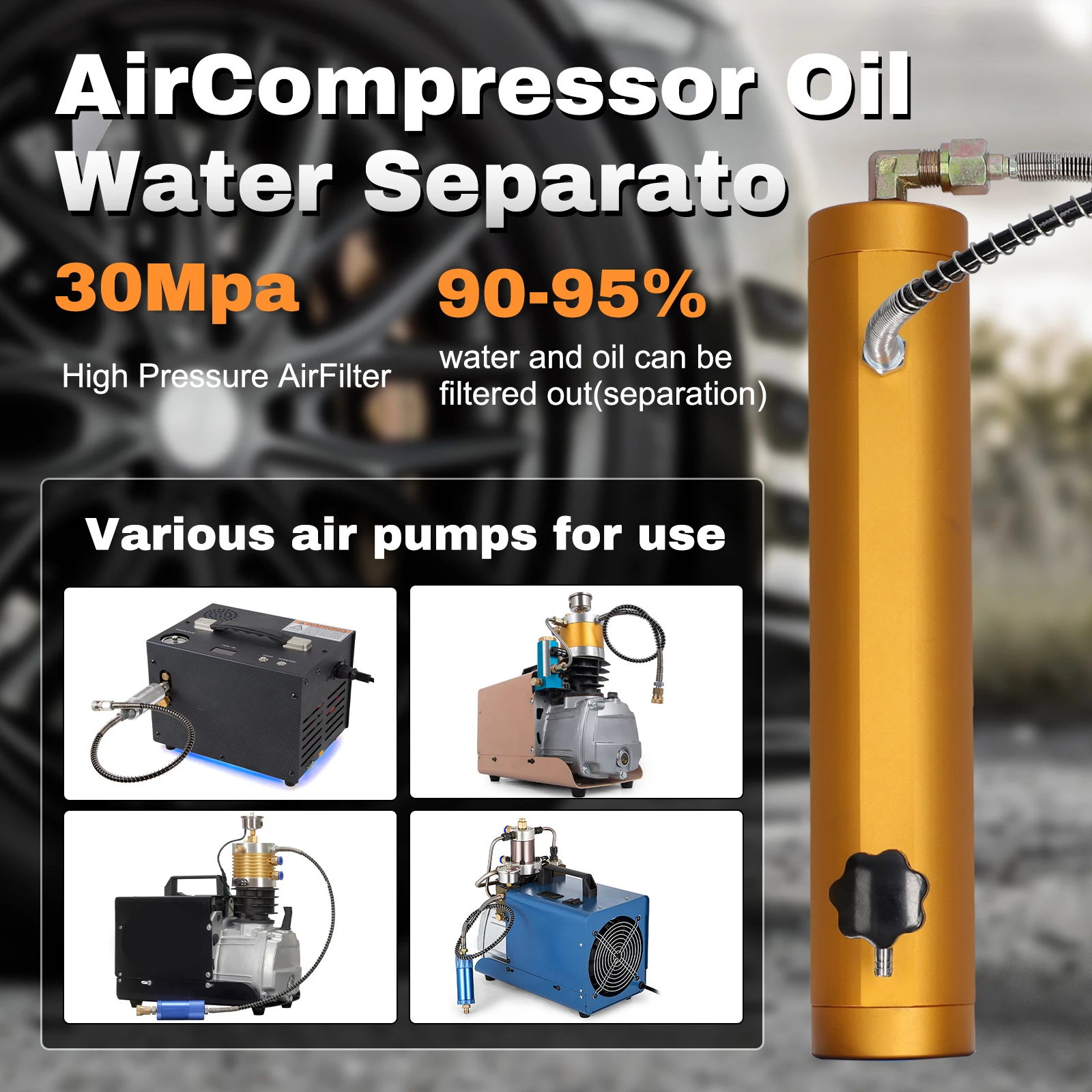 30Mpa High Pressure AirFilter External Water Oil Separator Filtration Air Compressor Oil Water Separator Tool for Air Compressor