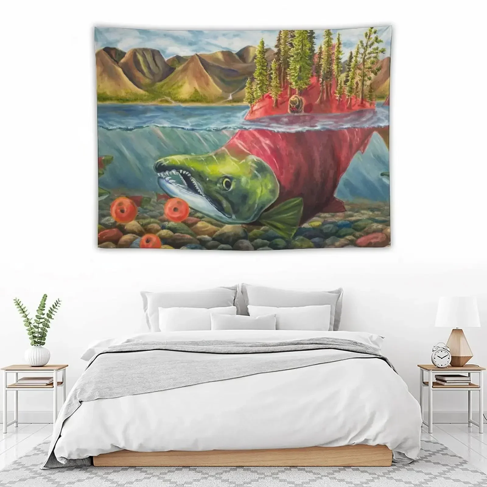 Sockeye Salmon one dengan Bristol Bay permadani Kawaii dekorasi kamar dekorasi Anime dekorasi ruang tamu permadani dekorasi