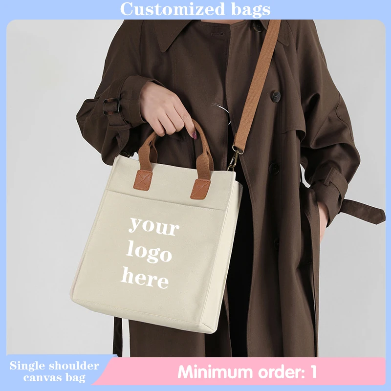 Custom Three-dimensional Single Shoulder Canvas Bags for Women Reusable Environmentally Shopping Crossbody Tote Bag Purse
