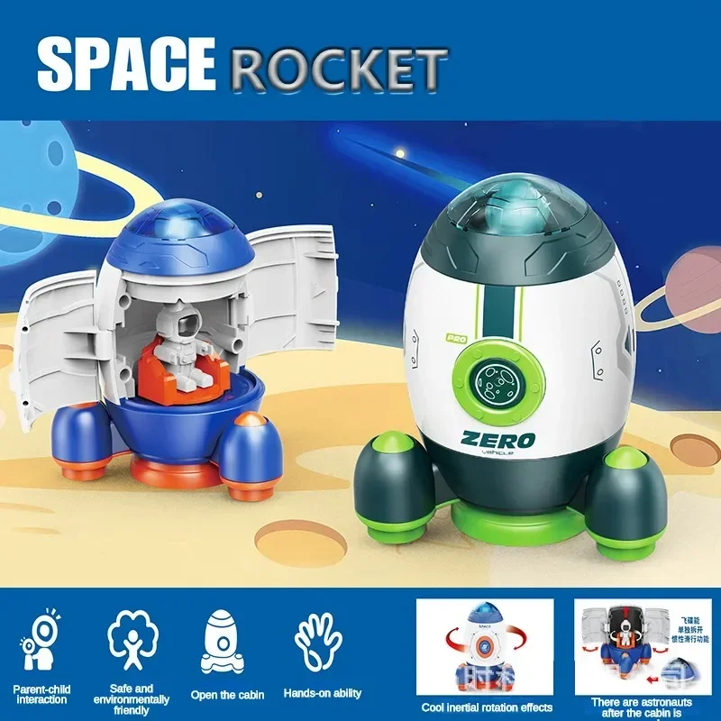 Inertia Car Space Plastic Model Cars Children\'s Toys Deformation Rocket Spacecraft Kid\'s Space Exploration Vehicle Gift for Boys