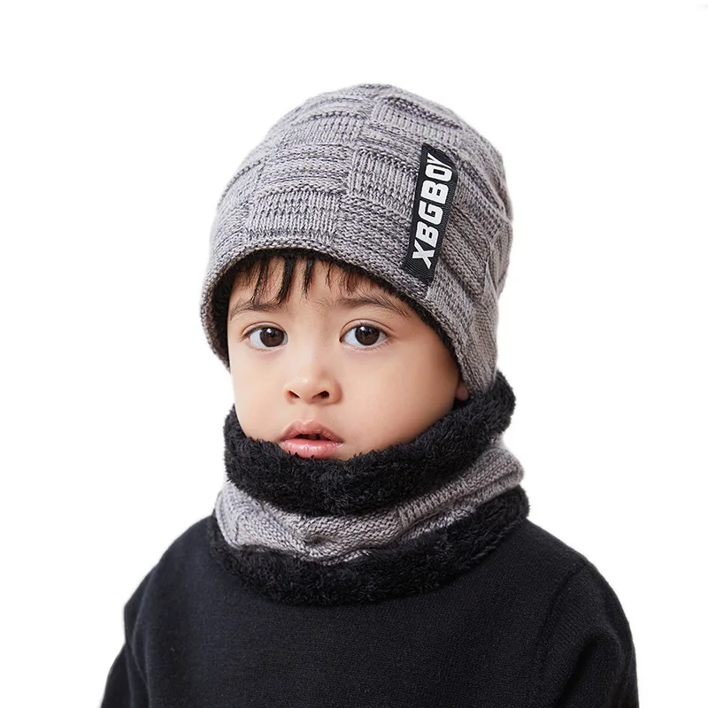 Conjunto de gorro y bufanda de punto con forro polar para niños y niñas, gorro cálido de invierno, 5, 6, 7, 8, 9, 10, 11 y 12 años