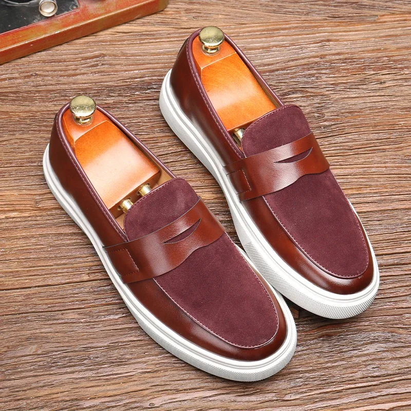 Luxury Men's Casual Slip-on Leather Shoes Men Classic British Style Penny Loafers Mens Outdoor Moccasins Driving Flats