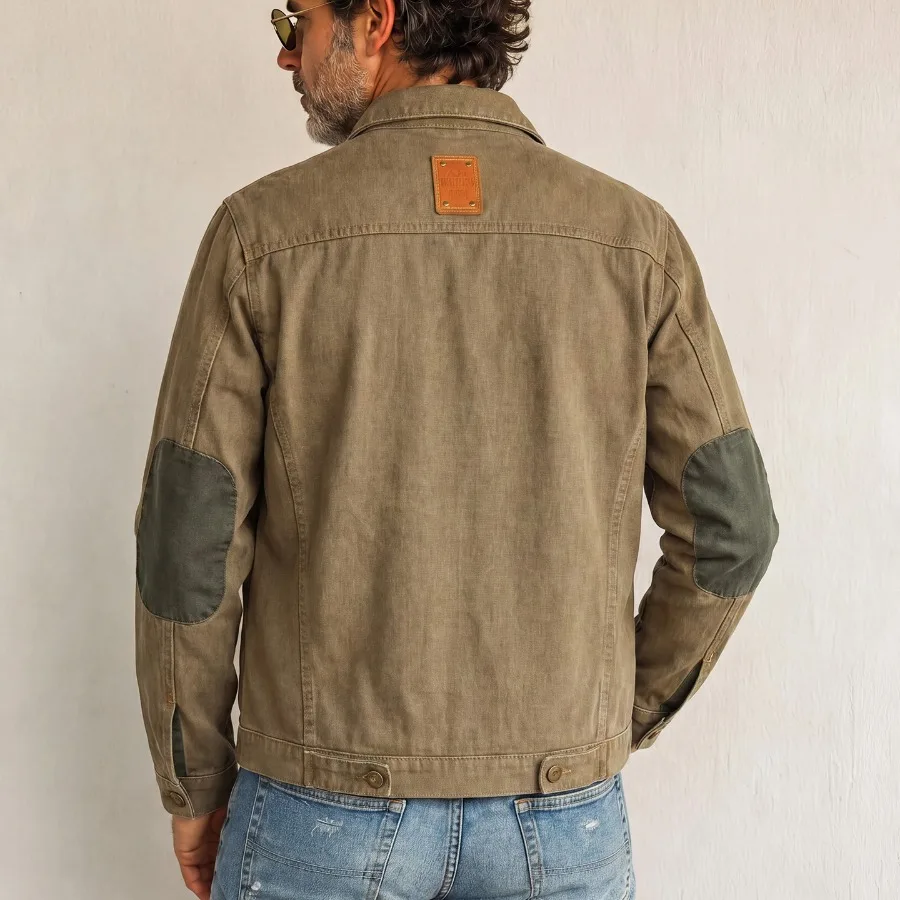 Japanese Loose Color Cloth Jacket Men's Autumn Winter Coats Ins Workwear Multi Pocket Long Sleeved Cotton Denim Jacket
