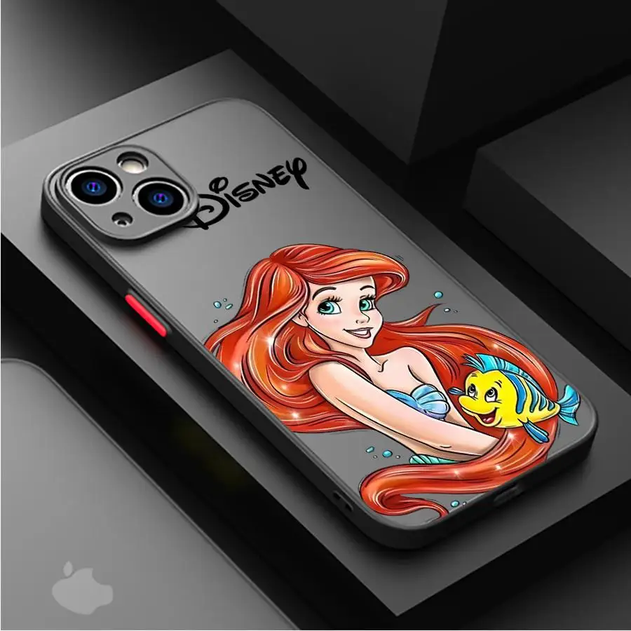 Disney Little Mermaid Princess Matte Cover Case for iPhone XR X 14 16 Plus XS Max 8 Plus 13 Mini 15 Pro Max 12 11 Pro 7 12