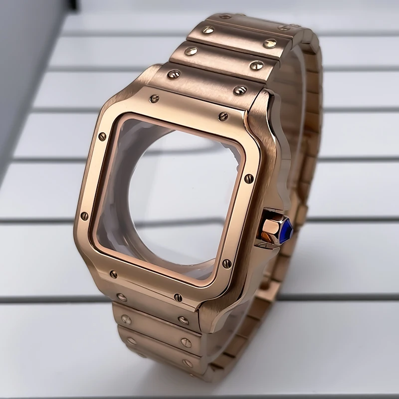 38mm NH35 Quadratisches Gehäuse Schwarz Gold Edelstahl Modifikationsteile für SKX Mod Zubehör Fit Santo Case NH35 NH36 Uhrwerk – Detail 13