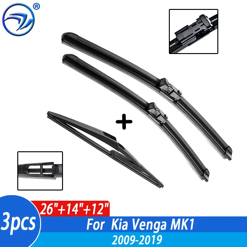 

Wiper Front & Rear Wiper Blades Set For Kia Venga MK1 2009 10 11 12 13 14 15 16 17 18 19 Windshield Windscreen 26"+14"+12"