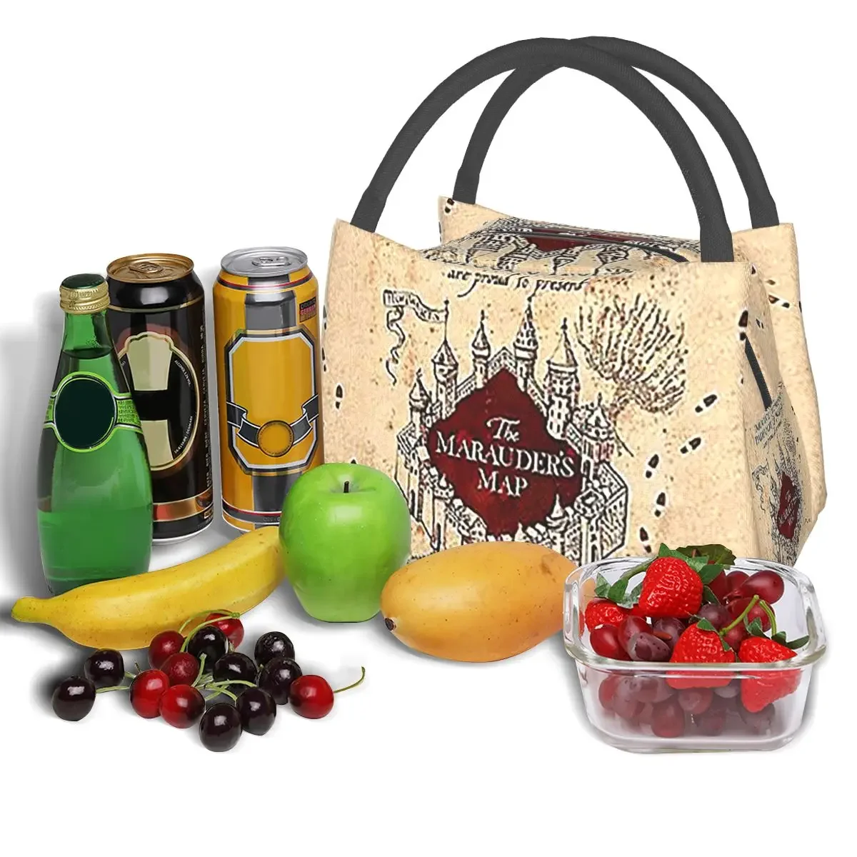 Marauders ماجيك خريطة أكياس الغداء معزول بينتو صندوق المحمولة حقيبة الغداء نزهة أكياس برودة حقيبة حرارية للنساء طالب العمل