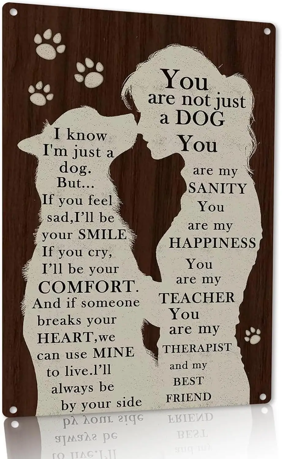 Funnysign Dog Lover's Delight: Metal Wall Art -   Vintage Tin ‘You Are Not Just a Dog' Decorative Sign for Living Room W