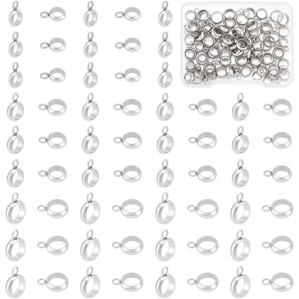 

90 шт., подвесные звенья из нержавеющей стали, 4/5/6 мм, внутренний кулон, очаровательные кольца, соединители, бусины, кулон, набор для изготовления залог
