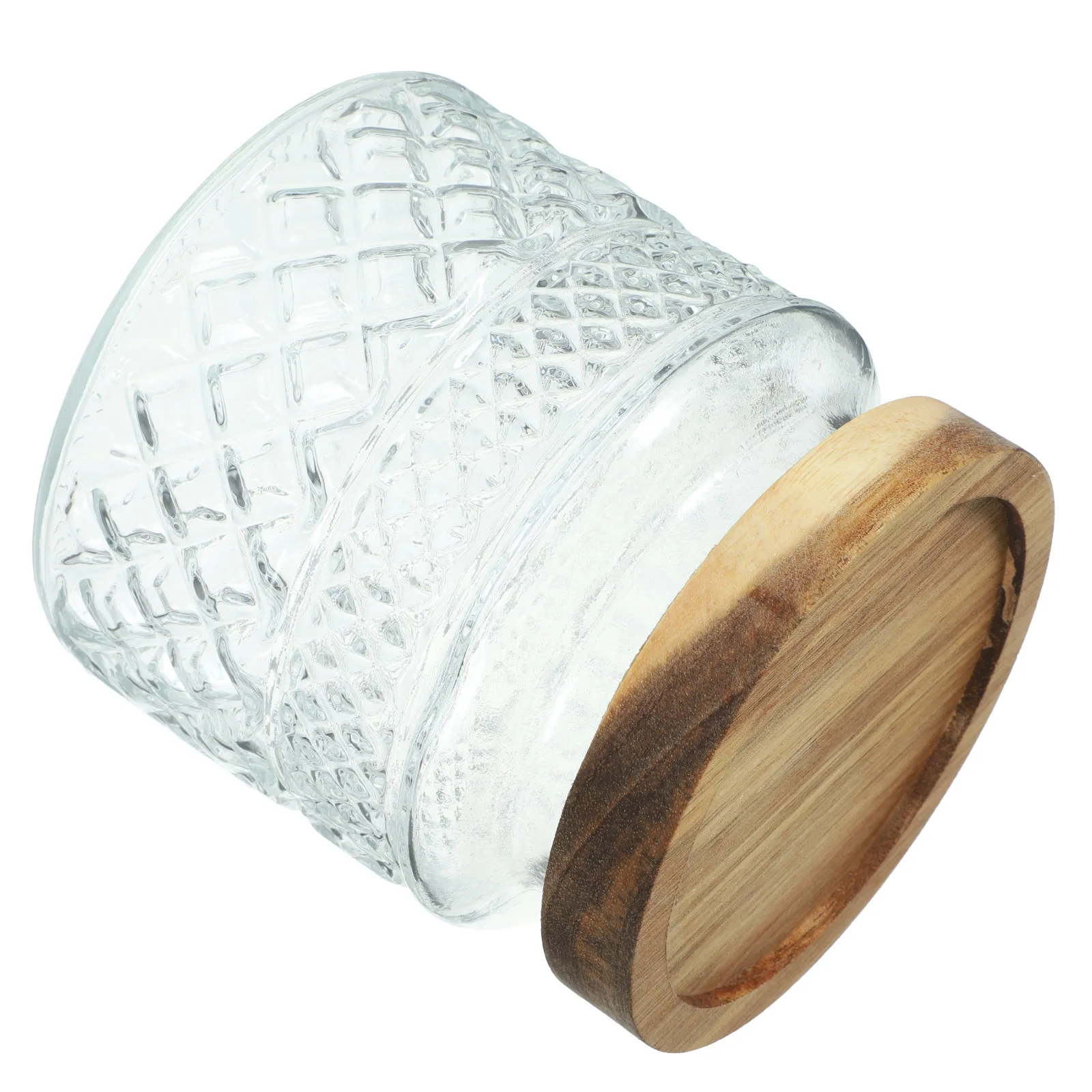 

Airtight Storage Canister Glass Jar 800ml Capacity Transparent Seal Wood Lid Containers for Sugar Tea Coffee Flour