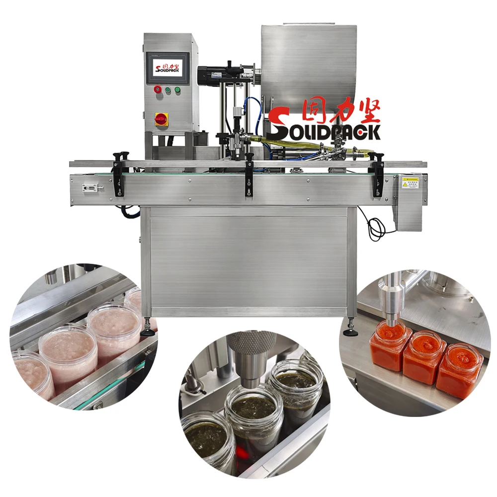 Máquina llenadora automática de mermelada de manzana, fresa y arándanos de un solo cabezal Solidpack