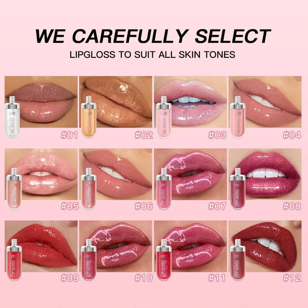 Water Light Flash Lip Gloss 12 สี Jelly Fine Flash ชุ่มชื่น Lip Glaze Smooth กันน้ําลิปสติก Lip Makeup เกาหลี