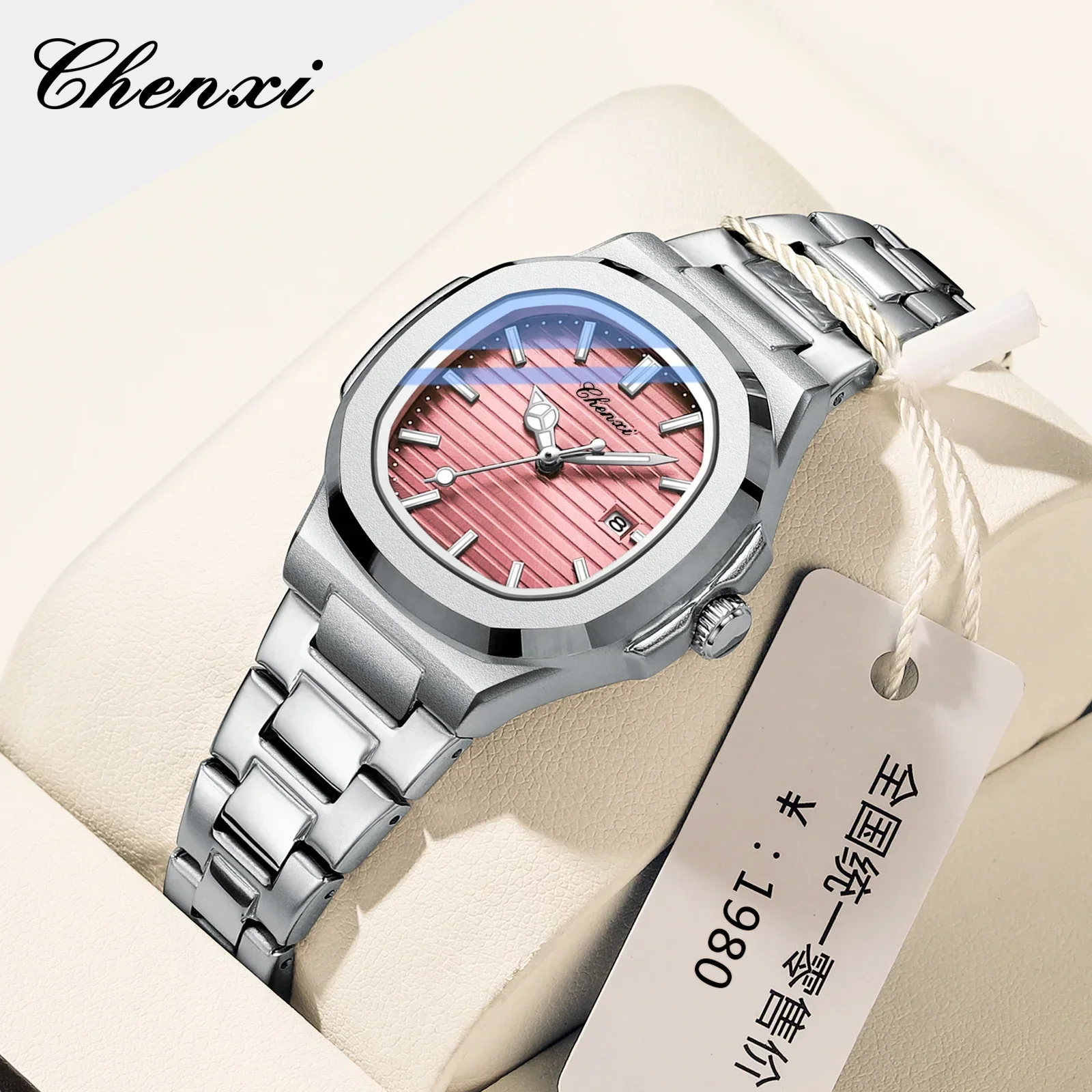 CHENXI 8222 Nieuwe Dames Horloges Vrouwen Mode Elegant Zilver Roestvrij Staal Party Quartz Horloge Horloge Gift Relogio Feminino