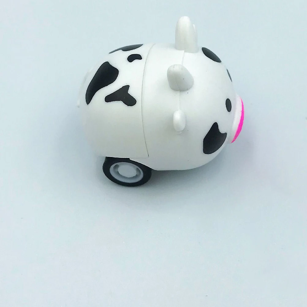 

12 шт., пластиковый мини-автомобиль в форме коровы в форме мультфильма, яркий цвет, ручной глаз