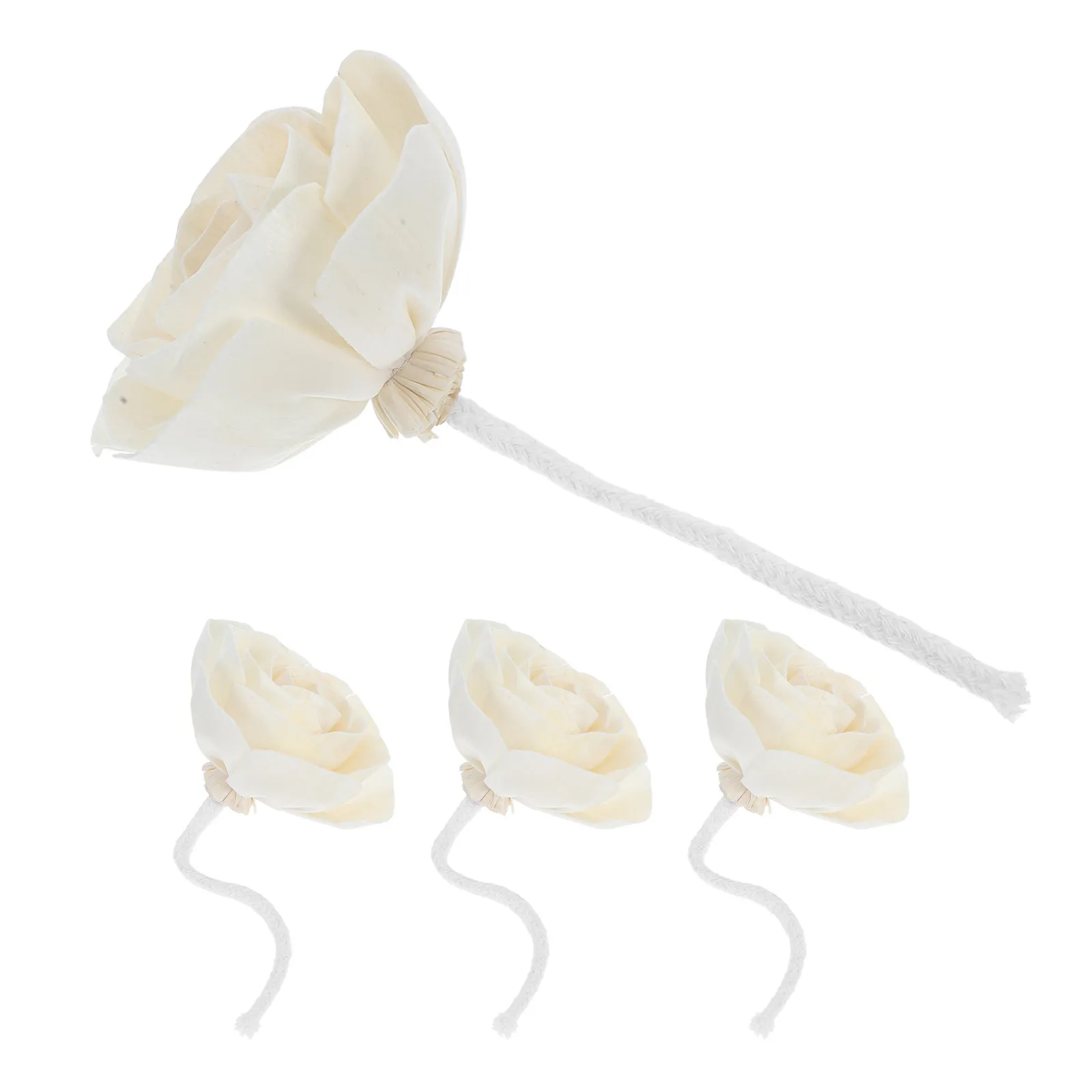 4Pcs Flower Rattan Diffuser Stick Set Cotton Wick Aromatherapy Essential Oil Fake Floral Scent Diffuser for Home