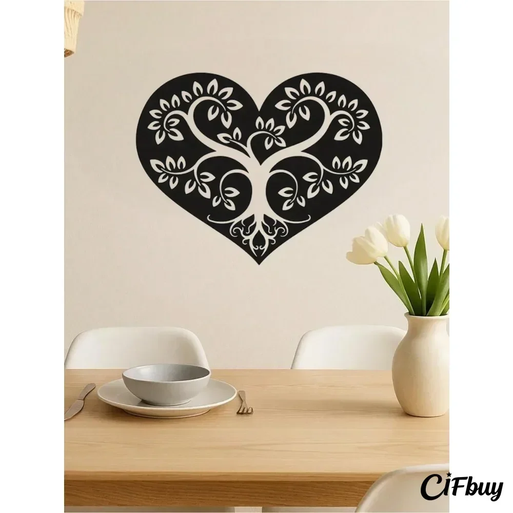 CIFBUY Black Heart Floral Metal Wall Art Iron Hanging Sculpture Vintage Valentine Home Garden Decor Ornament Gift Rustic Style