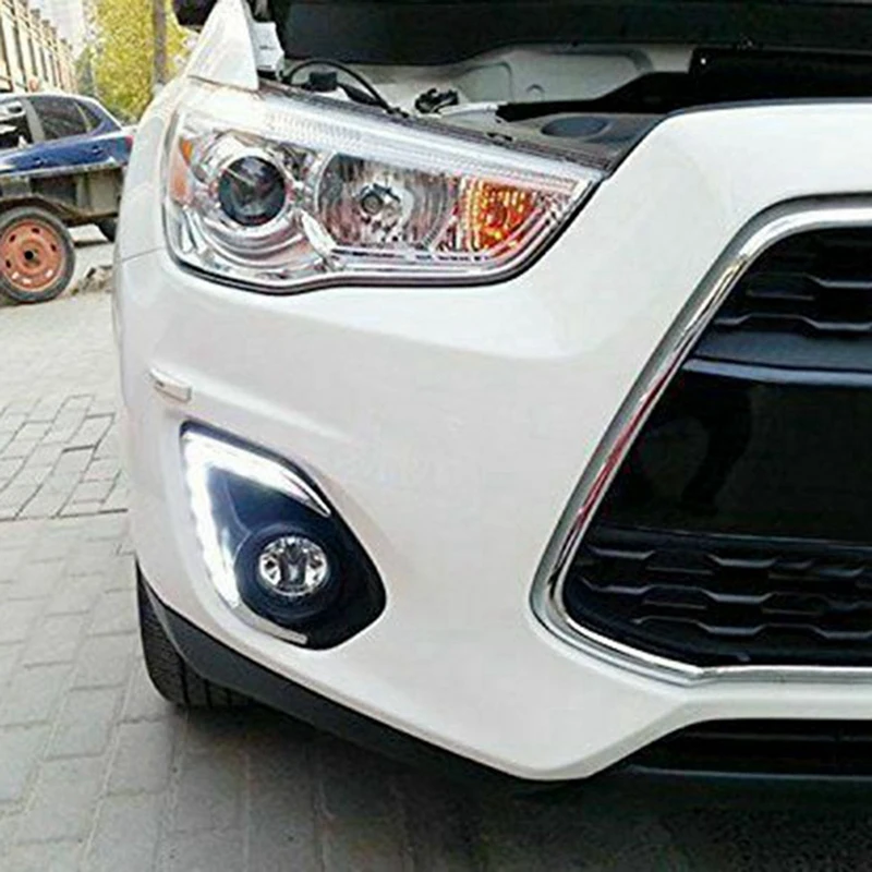 4X Car LED DRL Daytime Running Lights Daylight Waterproof Fog Head Light Lamp For Mitsubishi ASX 2013 2014 2015