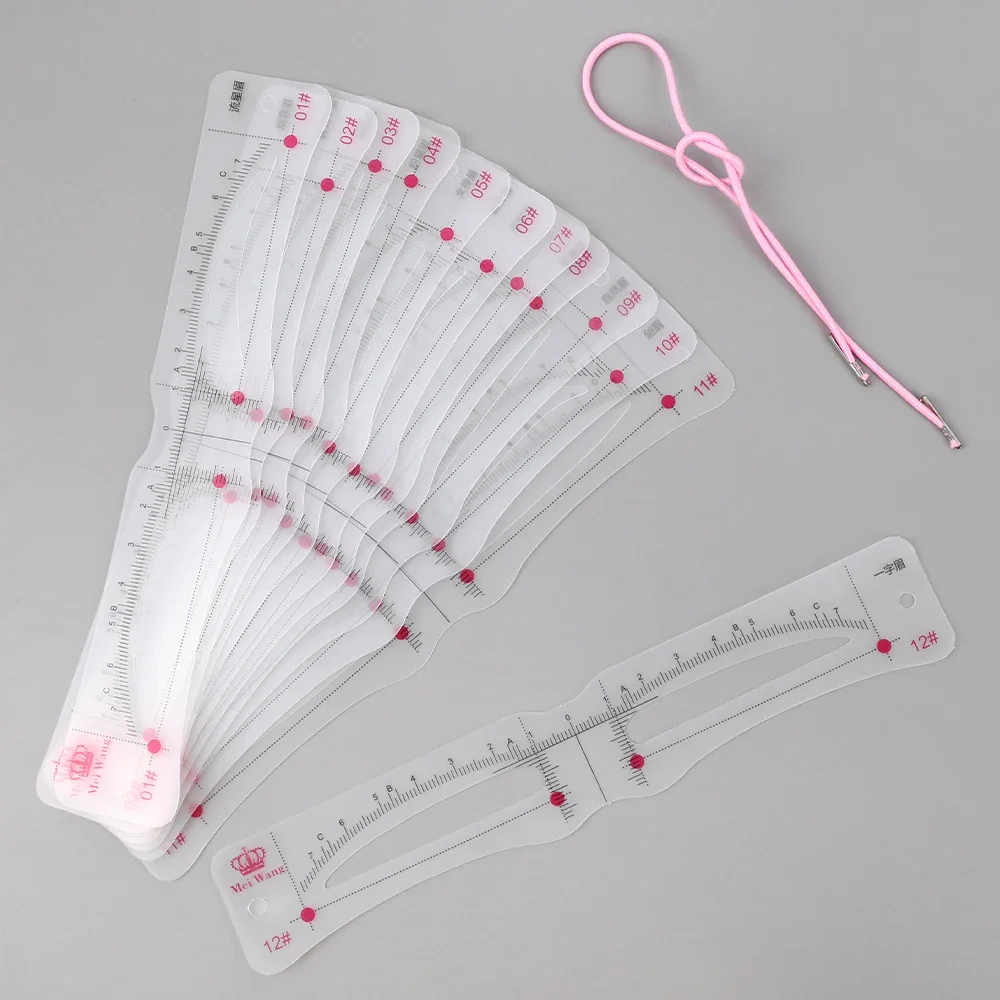 12-stijl Fixeerbare wenkbrauwstencil Kaartverzorging Brow Shaper-sjabloon Herbruikbare stickers Make-up Tekening Wenkbrauwstempel Schoonheidstools