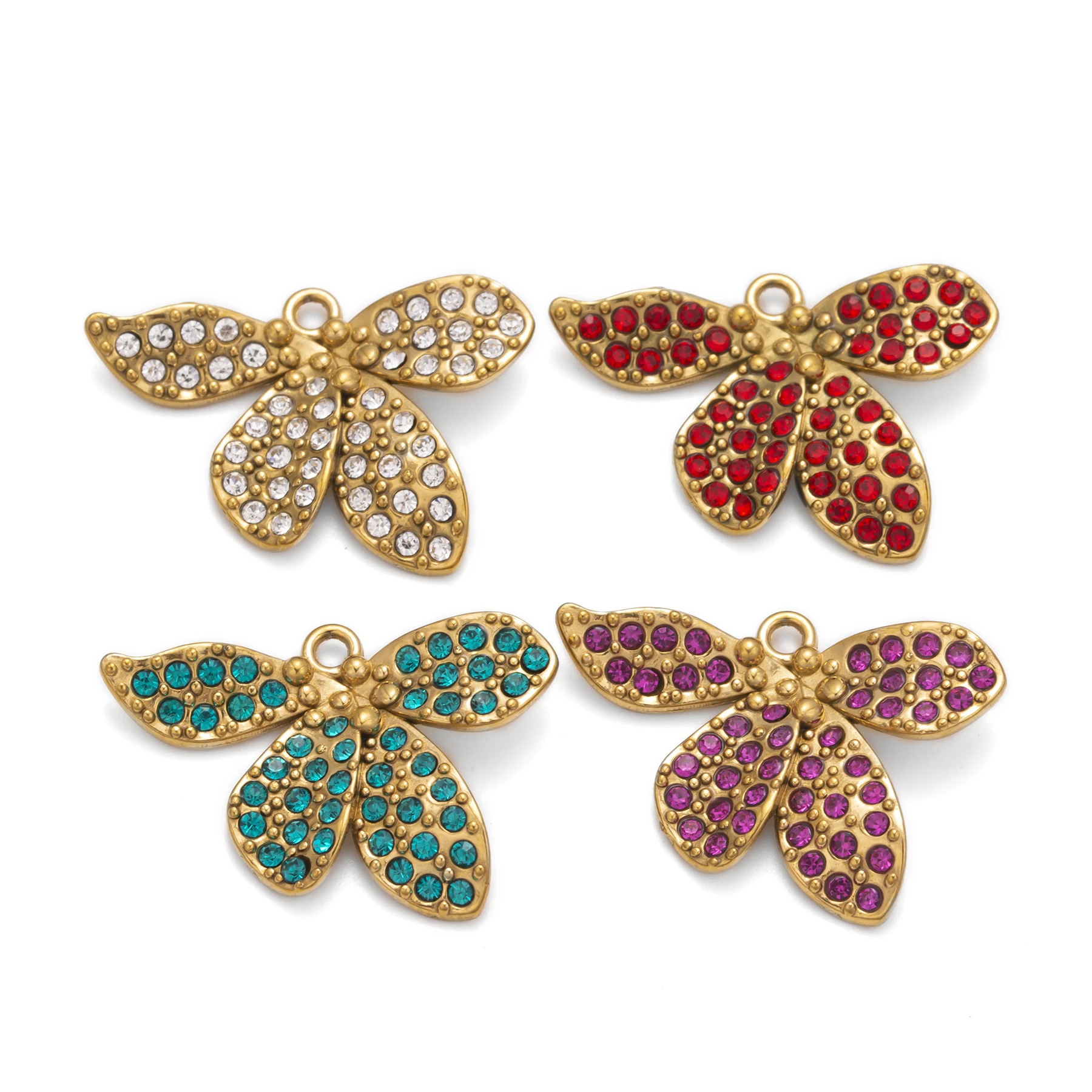 5pcs/Lot Cute Flower Butterfly Charms High Quality Stainless Steel Pendant for Jewelry Making Supplies Earring Necklace Bracelet