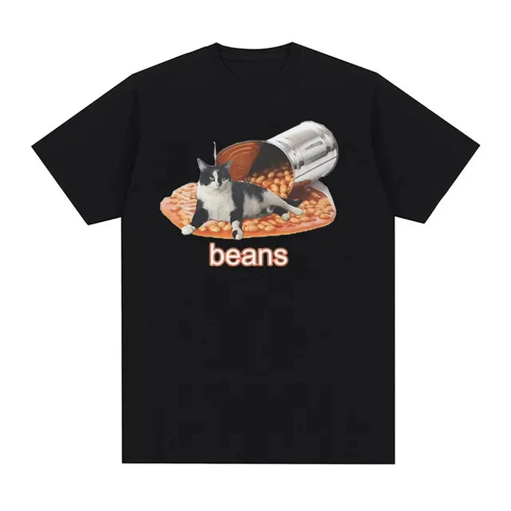 Camiseta para hombre, ropa para hombre, camiseta para hombre, nueva camiseta en camisetas, camiseta para hombre, camiseta divertida con gato en lata de frijoles, gráfico de Meme