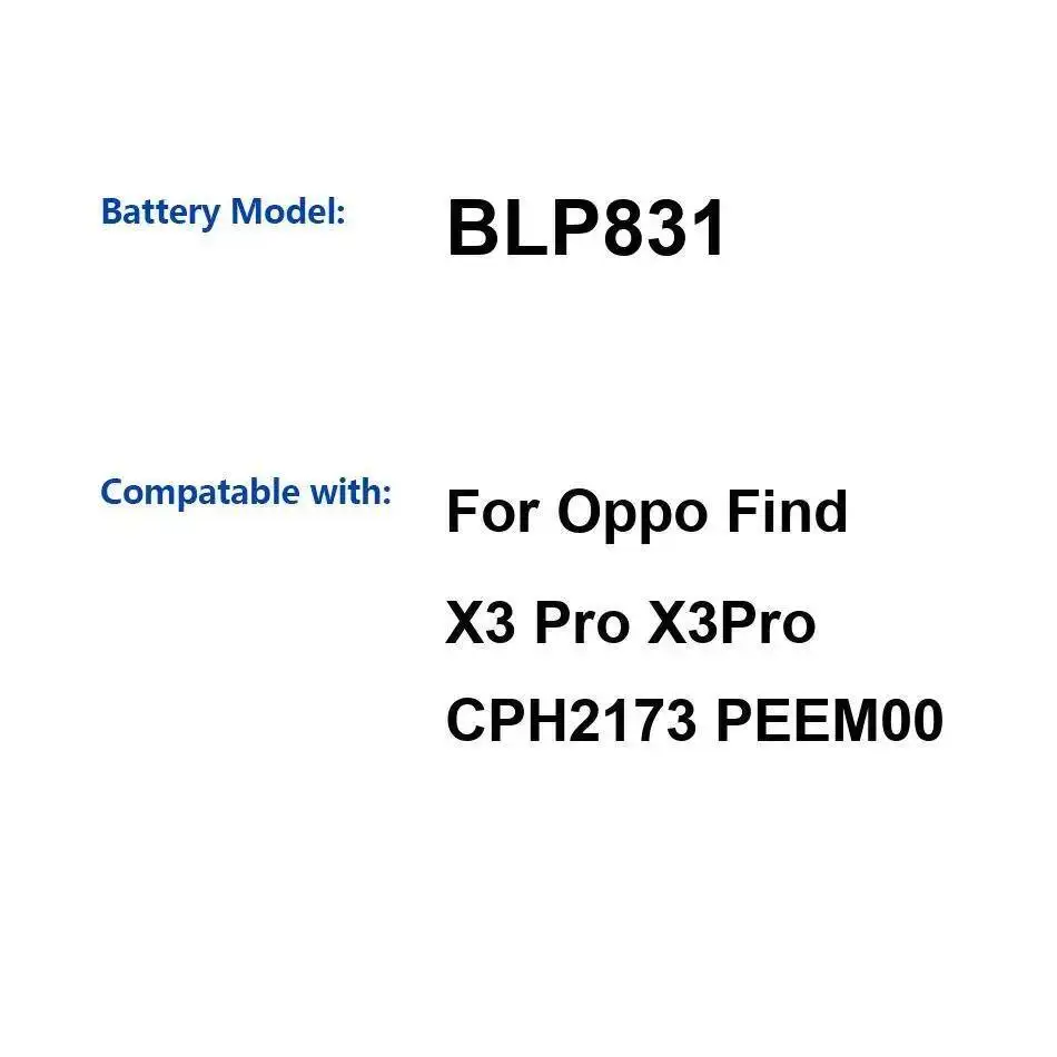 

Аккумулятор мобильного телефона 4500 мАч, надежная замена для Oppo Find X3 Pro CPH2173 PEEM00 BLP831