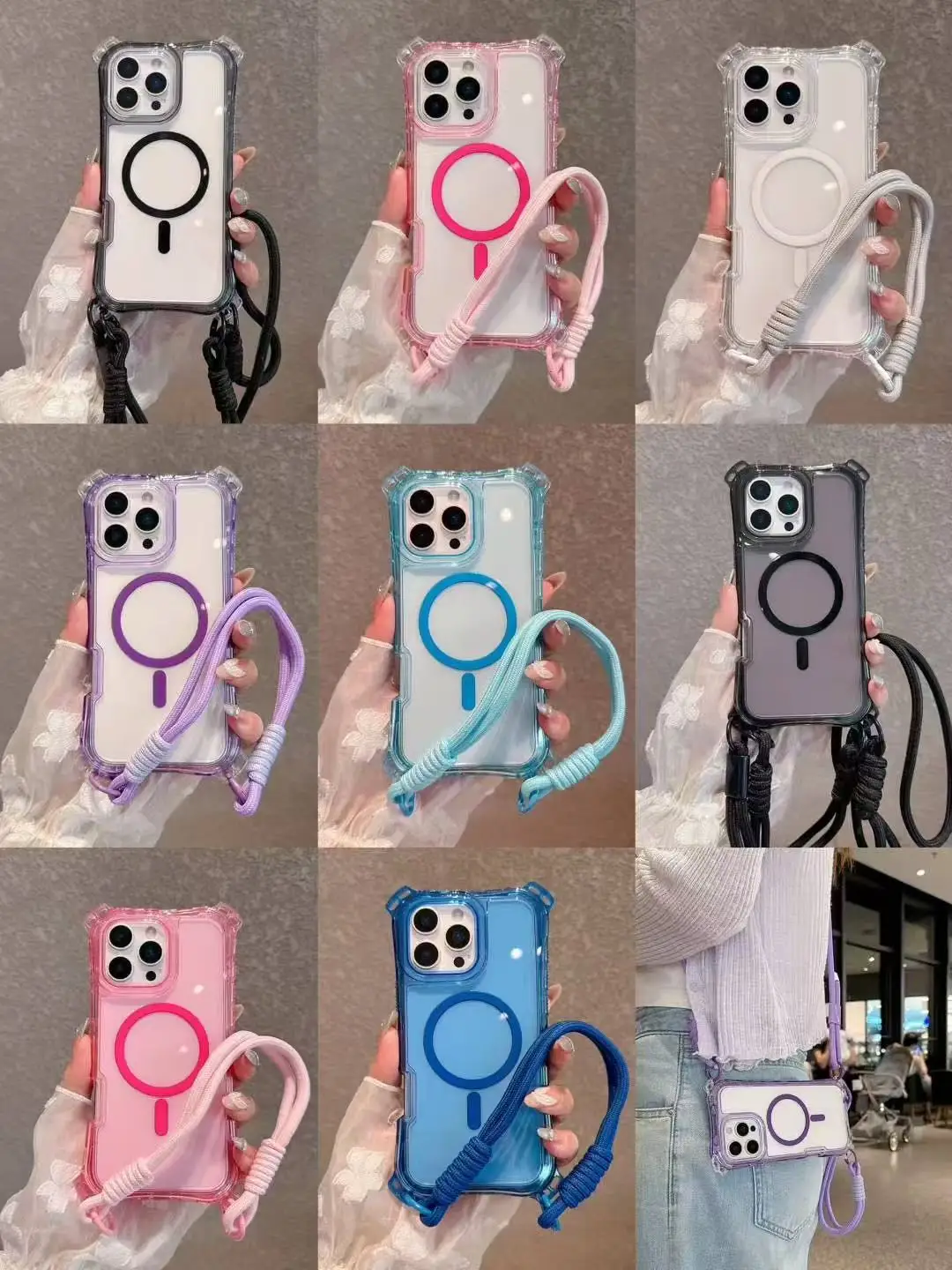 3IN1 For IPhone 16 15 14 13 12 Pro Max 11 For Strong Magnetic Waist Small Four Corner Anti Drop Three In One Phone Case