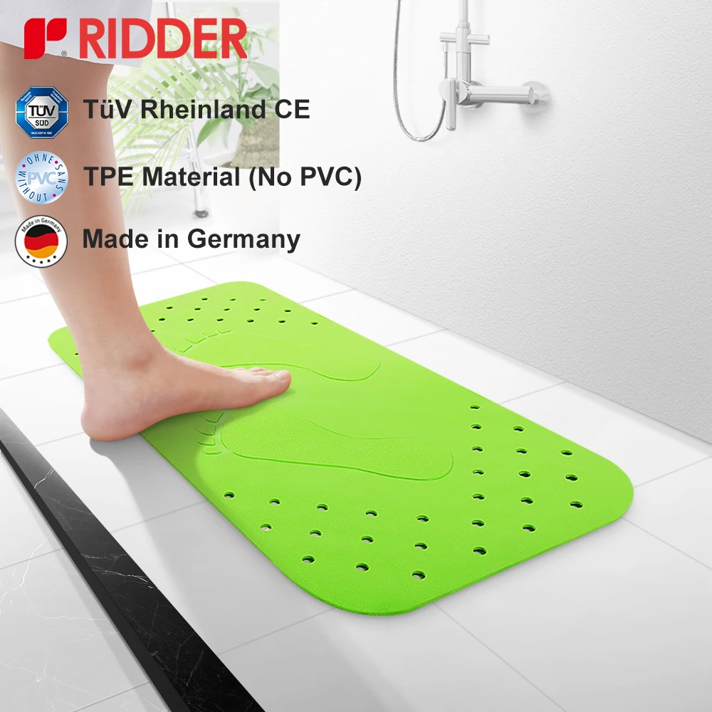 

RIDDER 38*72cm Anti-slip showermat TPE Fragrance,no odor,Square Non-slip Bath Mat with Suction Cups Drain Holes Machine Washable