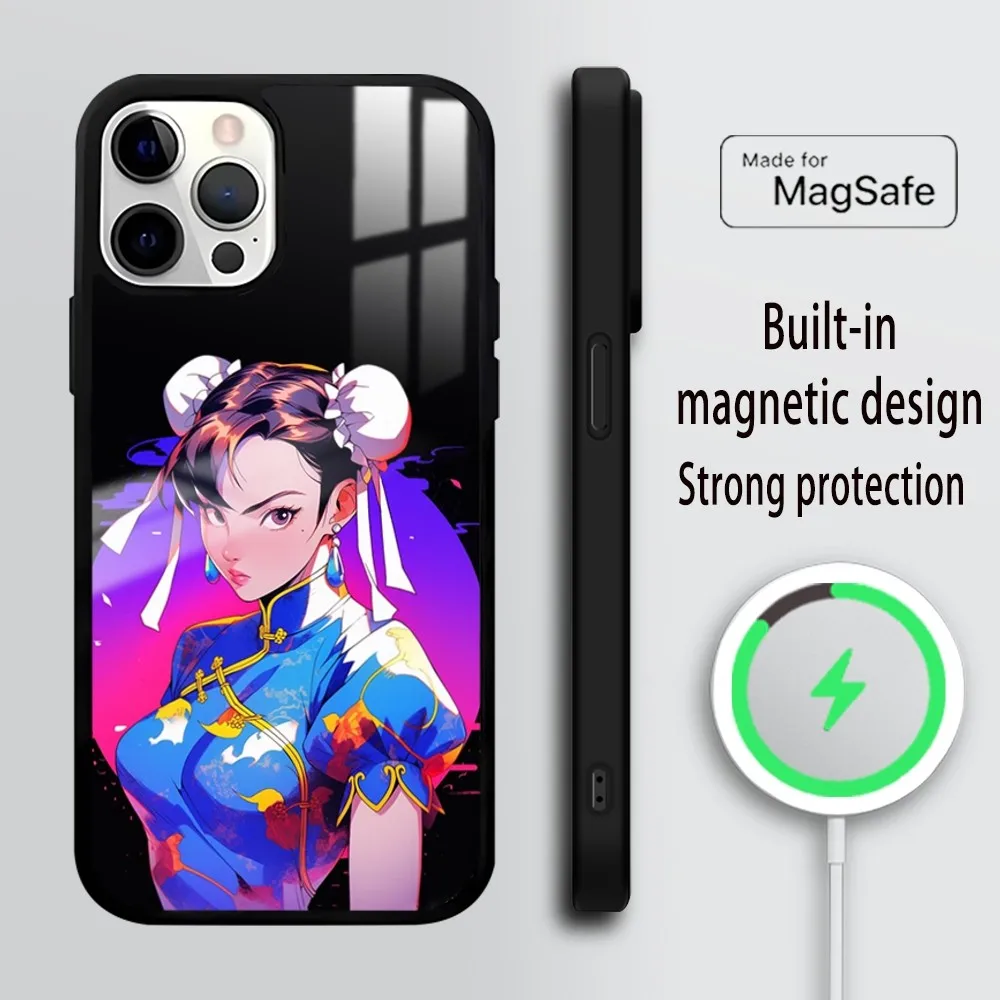 Chun-Li Game-Street-Fighters Phone Case For iPhone 16 15 14 13 12 11 Pro Max Plus Mini Mirror Wireless magnetic case