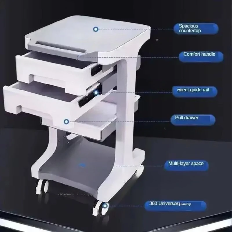 High-end Silent Salon Trolley Cart Dental Clinic Organizer Cart with Wheels Minimalist Beauty Salon Trolley with Drawer Storage