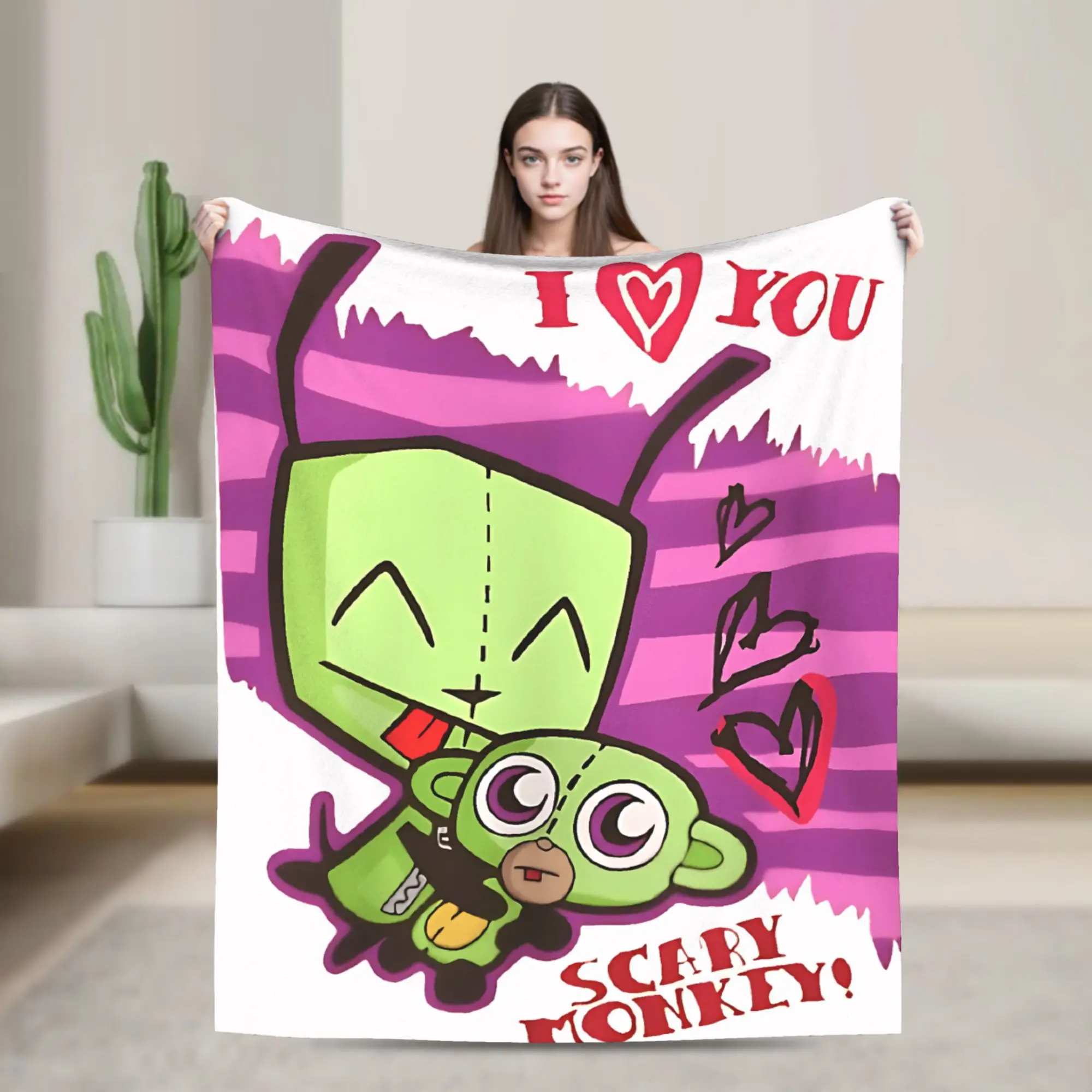 Invader Zim Movie Blanket  Soft Aesthetic Plush Throw Blanket For Couch Bed Travel Flannel Bedspread Bed Cover