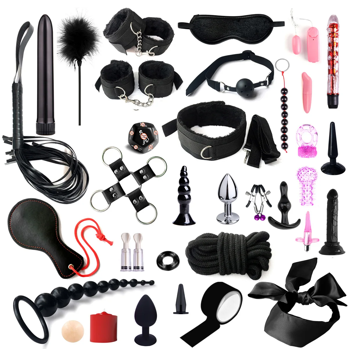 ของเล่น BDSM สำหรับเซ็กส์พันธนาการ28ชิ้นชุดเซ็กซ์ทอยพันธนาการกุญแจมือข้อเท้าเซ็กซ์ทอย S สำหรับคู่รักลูกปัดปลั๊กทวารหนักร้านค้าเซ็กซี่18 +