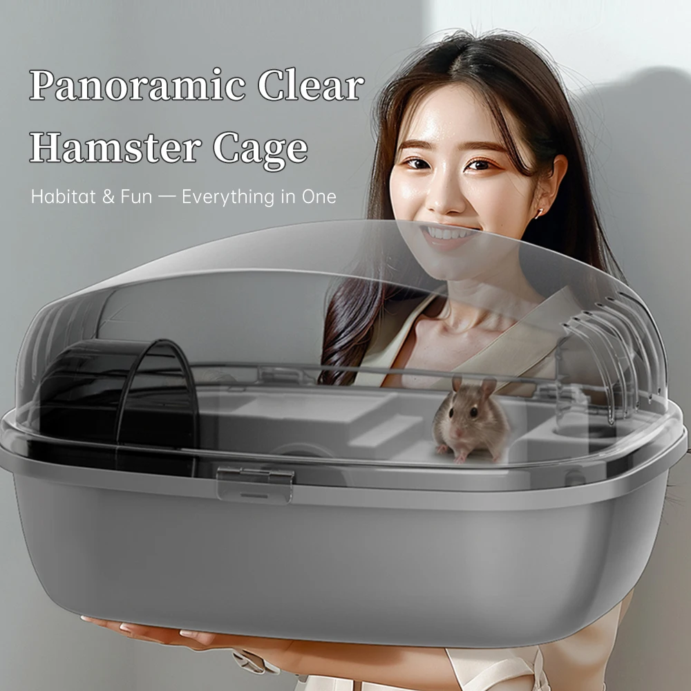 

Luxury Mini Hamster Villa – Transparent Visible Design, Ventilated, Escape-Proof Portable Travel Cage for Hamsters