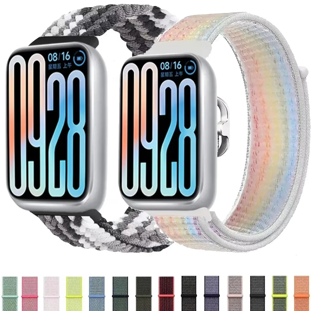 Nylon Strap for Redmi Watch 4 5 6 Braided Loop Buckle Breathable Adjustable Band for Xiaomi Mi Band 8/9/10 Pro Replaceable Belt