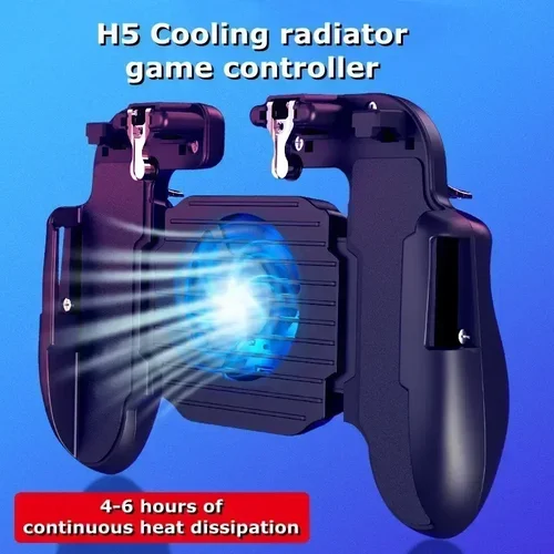 Imagen 2 del producto Controlador de mando de 4 dedos para teléfono móvil H5, con ventilador de refrigeración, radiador, Joystick de gatillo L1R1 para iPhone, Android, mango de juego PUBG