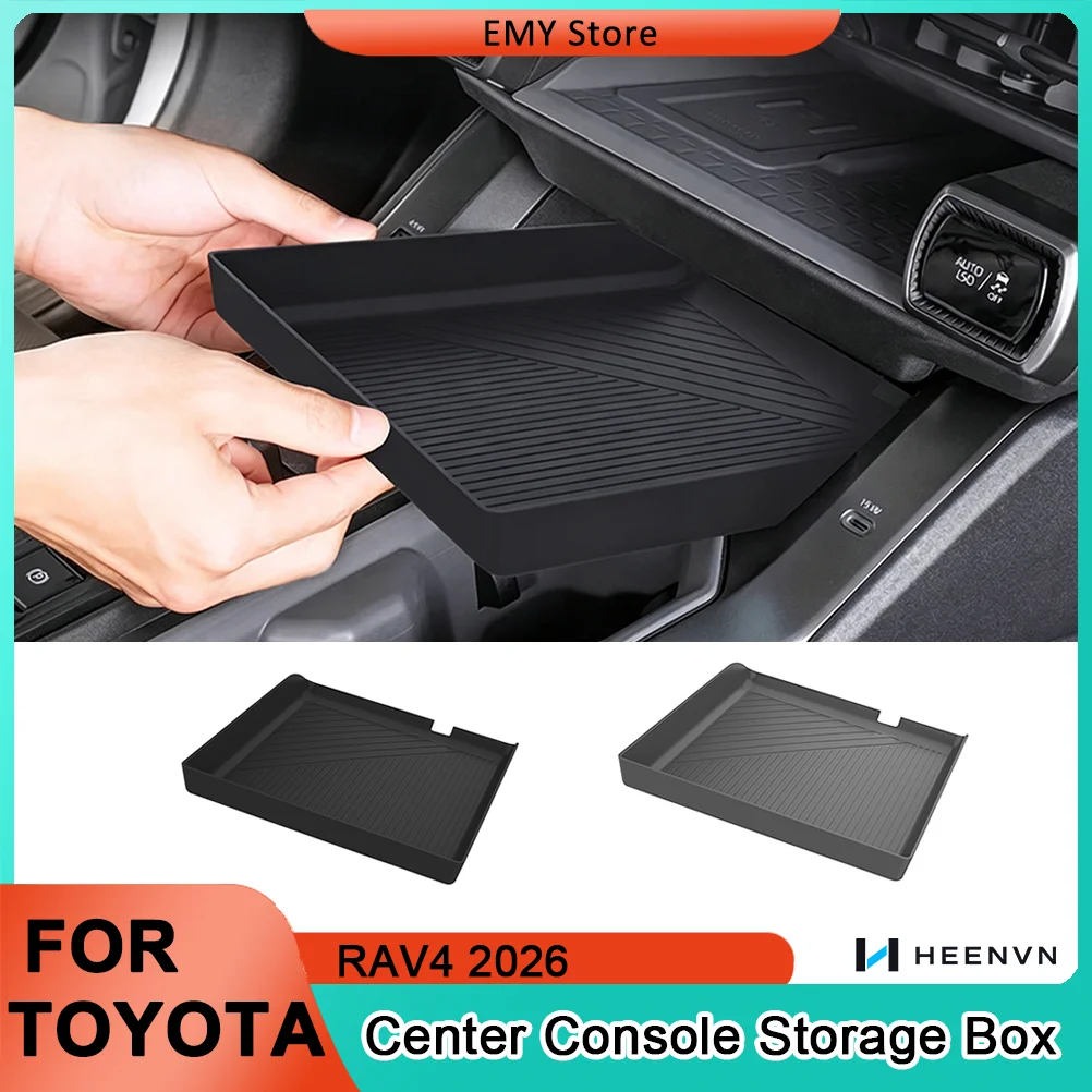 Heenvn Plateau de rangement antidérapant pour console centrale Toyota RAV4 2026, boîte de rangement, accessoires intérieurs de voiture