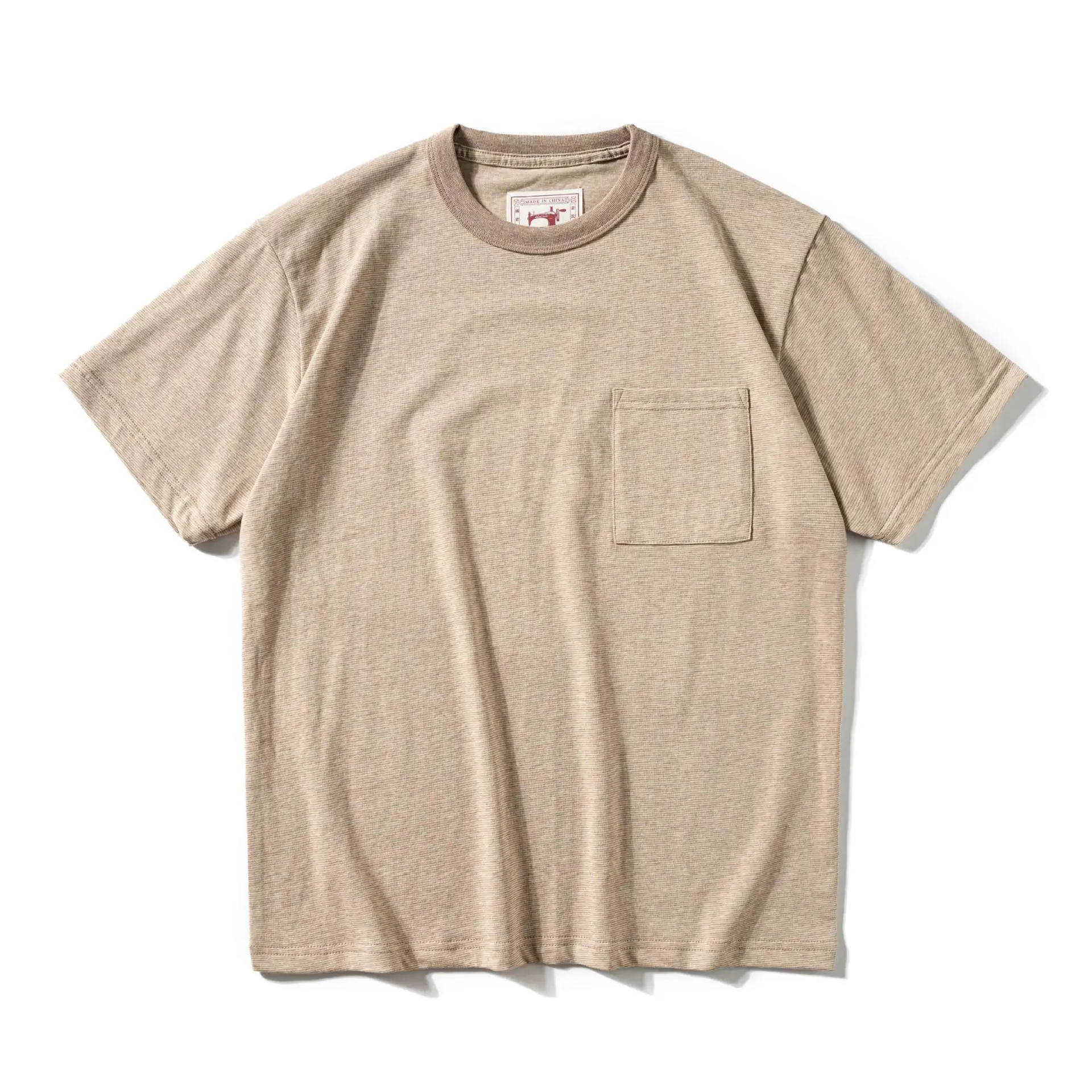 Original first release 25 new phantom color striped short-sleeved Japanese retro heavy pocket short-sleeved T-shirt versatile