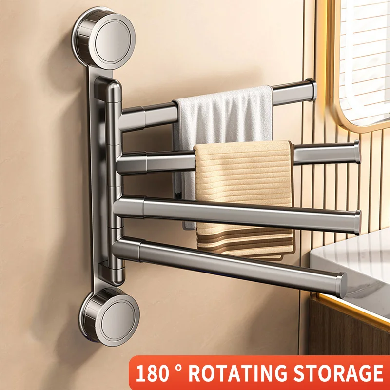 لا حاجة للحفر شفط كأس رف منشفة دوار لكمة الحرة الحمام متعدد بار للطي منشفة استحمام رف 180 درجة دوران