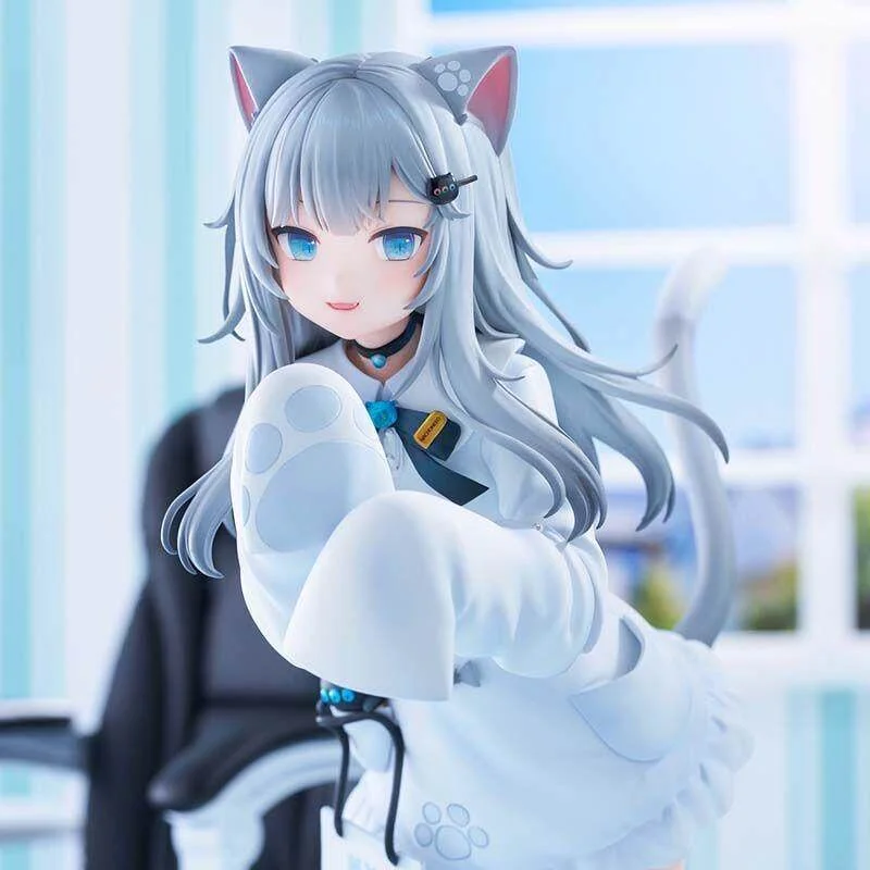 

Spot Goods Cute Cat Anime Statue Frilled Hem Sweater White Socks Cat Shaped Pillow Window Study Background Tabletop Ornament