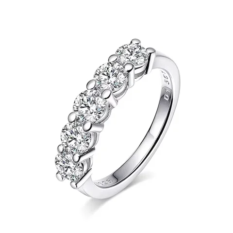Серебряное кольцо Smyoue S925 с муассанитом 4 мм для женщин — фото товара