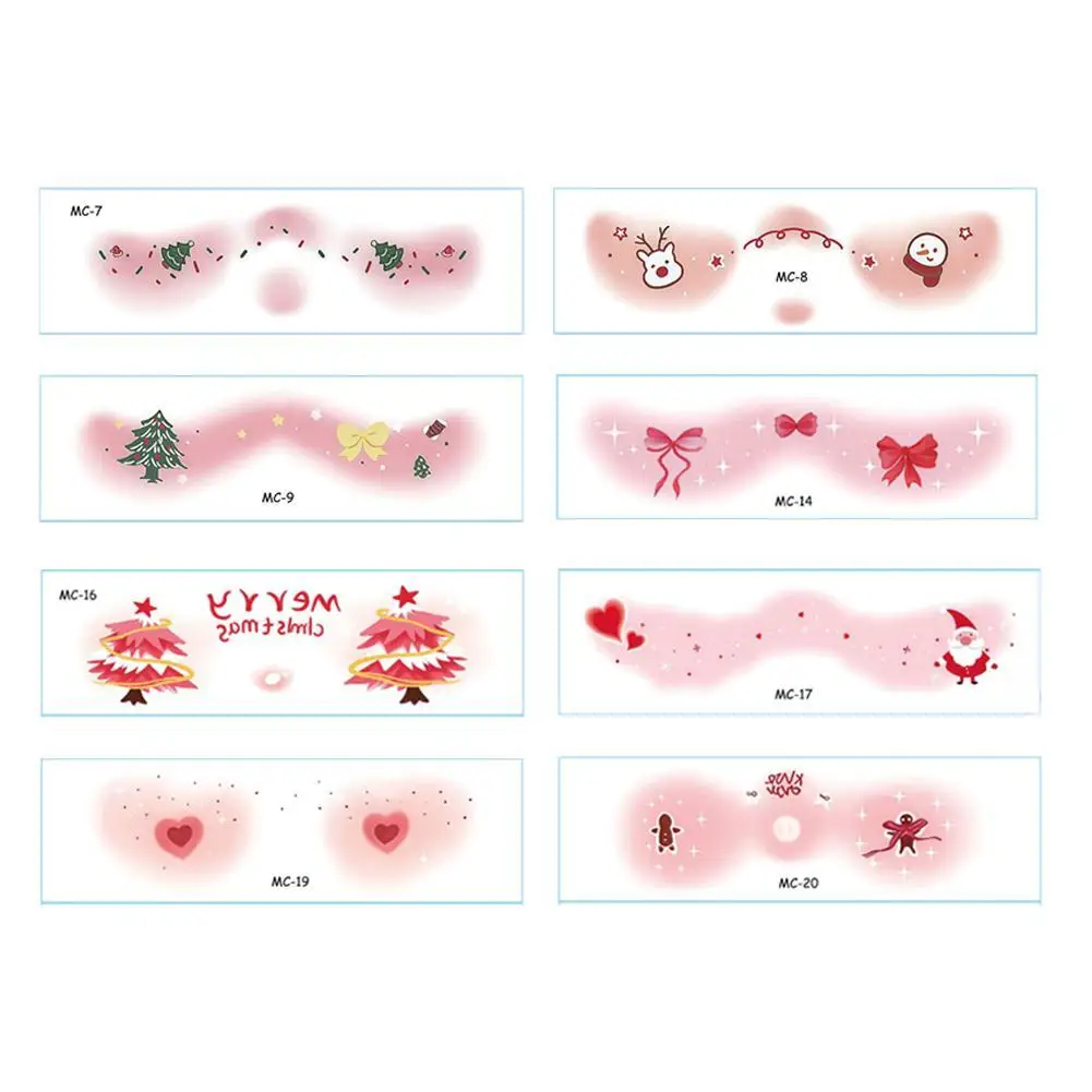 クリスマスフェイスアイズ一時的なタトゥーステッカー、長持ちし防水、パーティーメイク、ステージルック、デートナイトステッカー