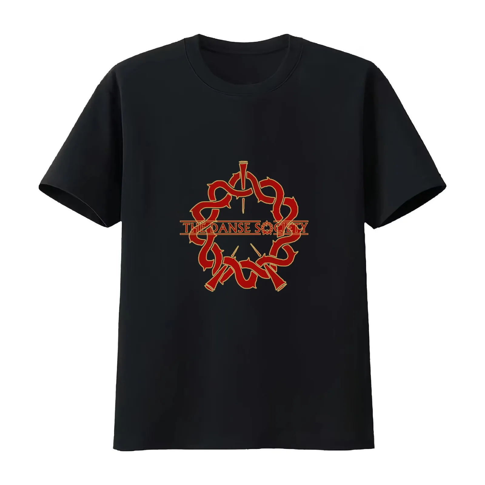 Danse Society Logo - Red And Gold. T-Shirt Summer Casual Cotton Tee Oversized Streetwear Tops Vintage Graphic Print