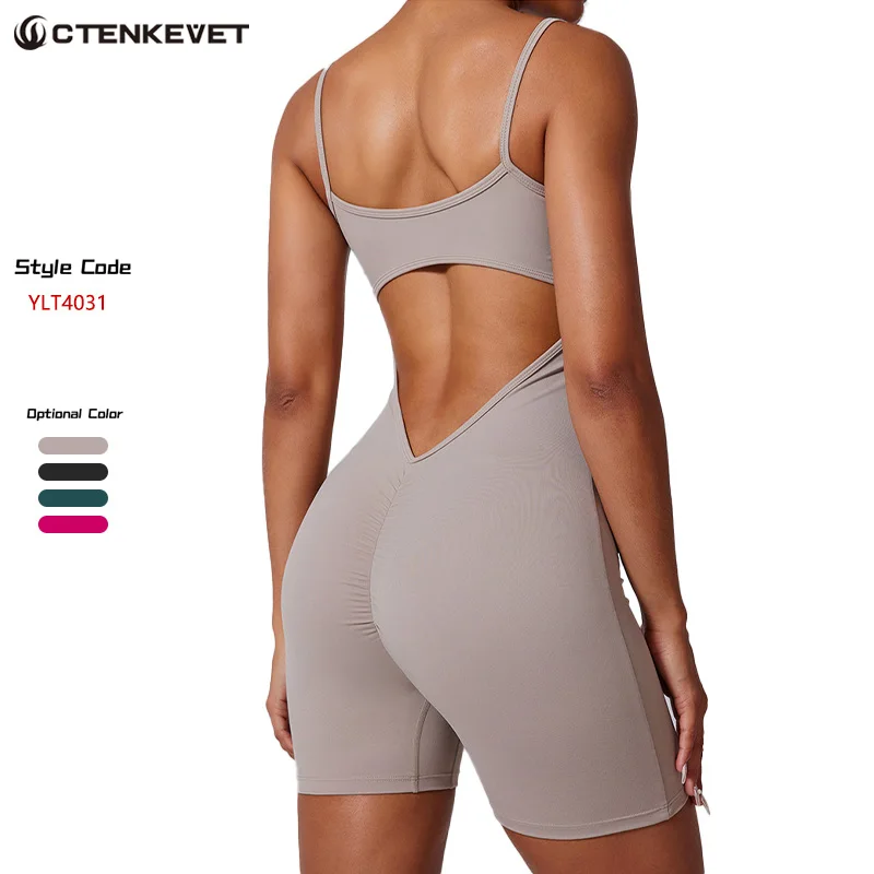 Ctenkevet V BackOne-piece Sportswear Women Fitness Jumpsuit Female Yoga Suit Quick-Drying Yoga Activewear Sport Outfit For Woman