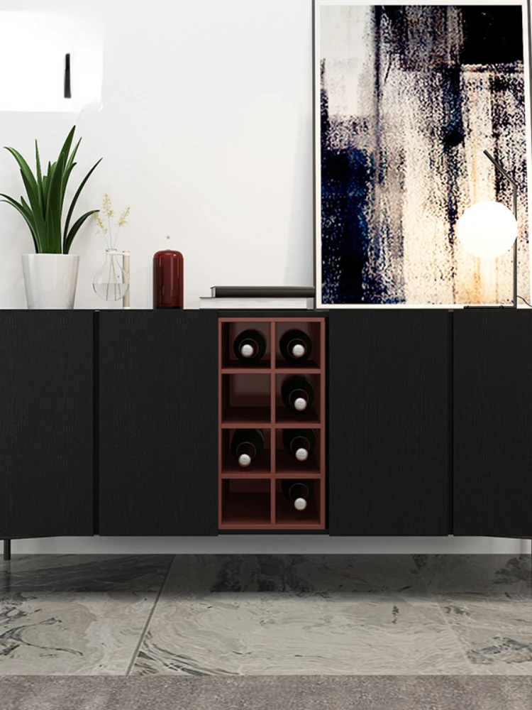 Sideboard Cabinet Modern Minimalist Black Oak Color Storage Cabinet High Leg Cabinet Wine Cabinet Dining Room Cabinet