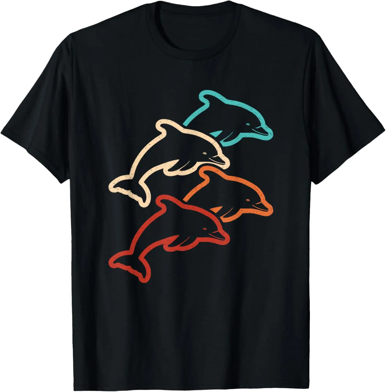 

Retro Dolphins Graphic Tee Men Women Vintage Animal Lover Casual Short Sleeve T-Shirt