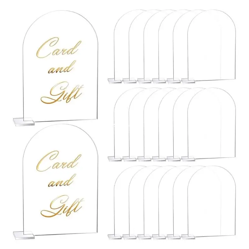 

20 Sets/lot Transparent Blank Arched Square Bottom Acrylic Wedding Table Signs Diy Wedding Party Table Signs