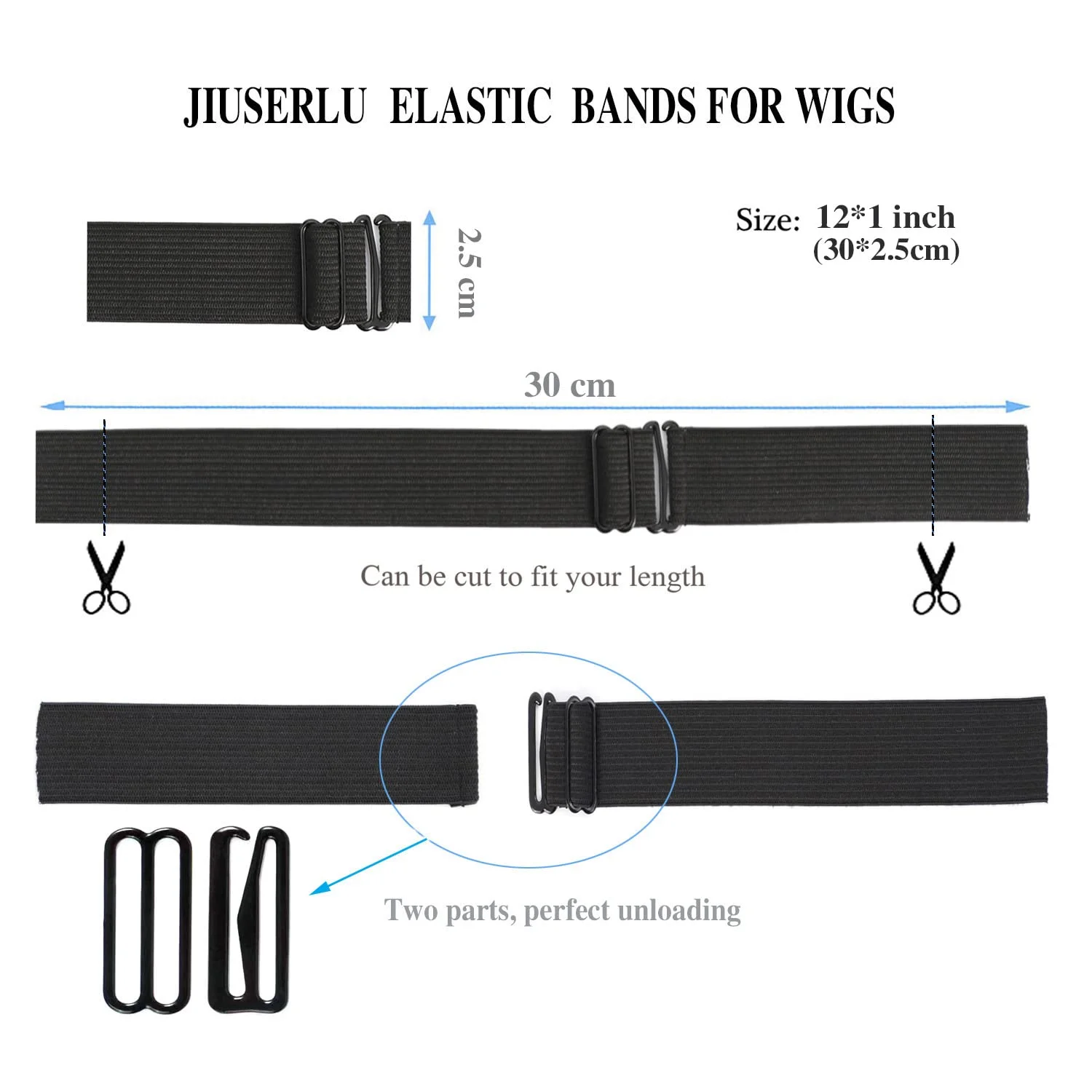 10pcs/Lot Elastic Band For Wigs Non Slip Wig Bands Adjustable Wig Straps for Making Wig Glueless Lace Closure Hair Band Black