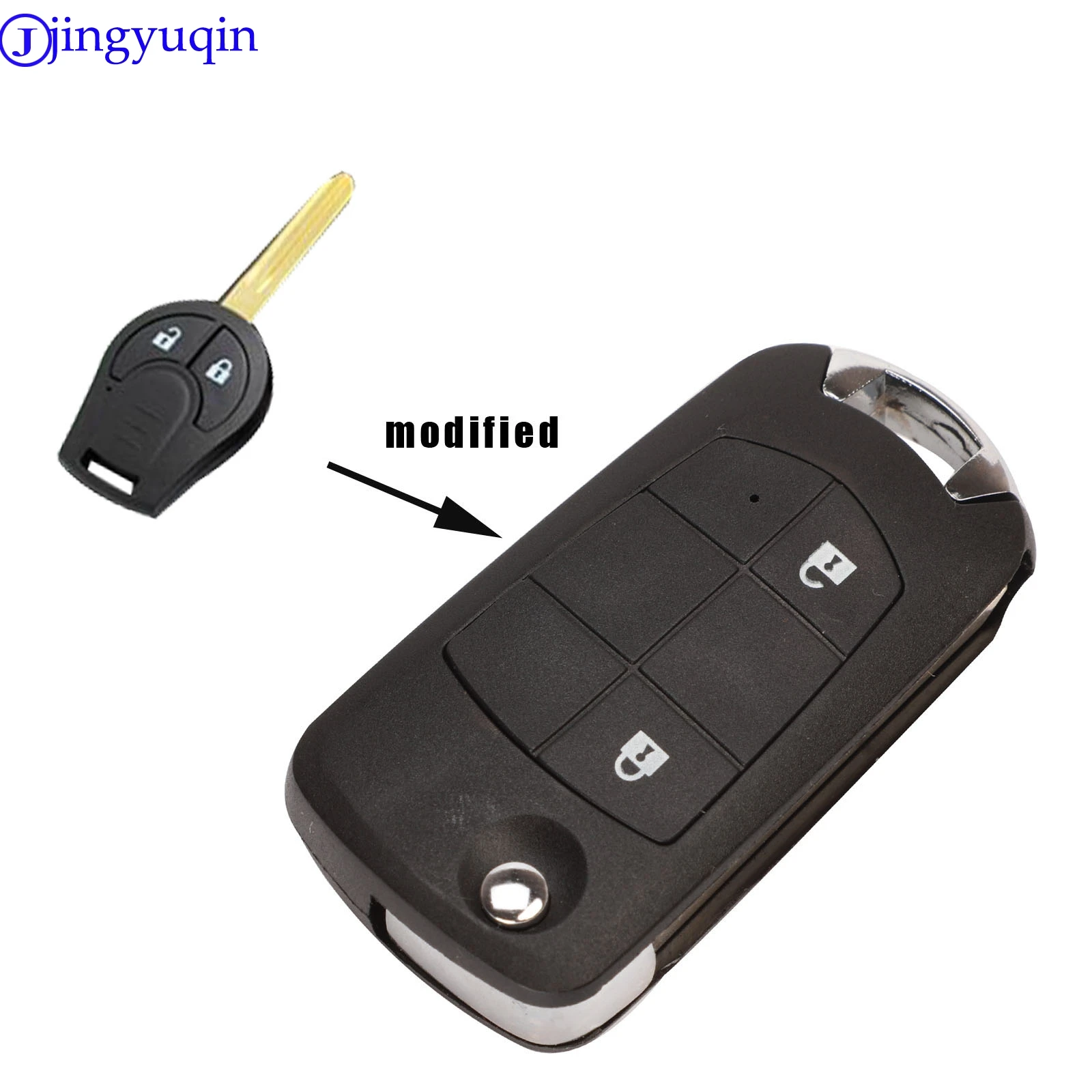 jingyuqin 10P 2/3b Modified Car Key Shell Case for NISSAN CWTWB1U761 Juke March Qashqai Sunny Sylphy Tiida X-Trail Folding Key